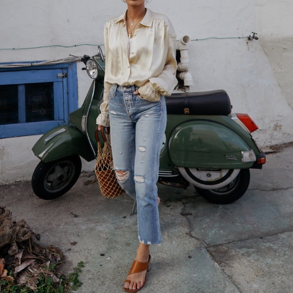 Sigerson Morrison Marcel Leather Silver Mirrored Metallic Block Heeled Sandal - Picture 12 of 15